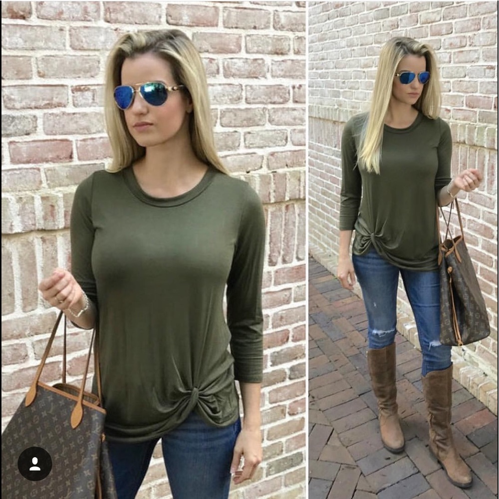 3/4 sleeve solid knot top